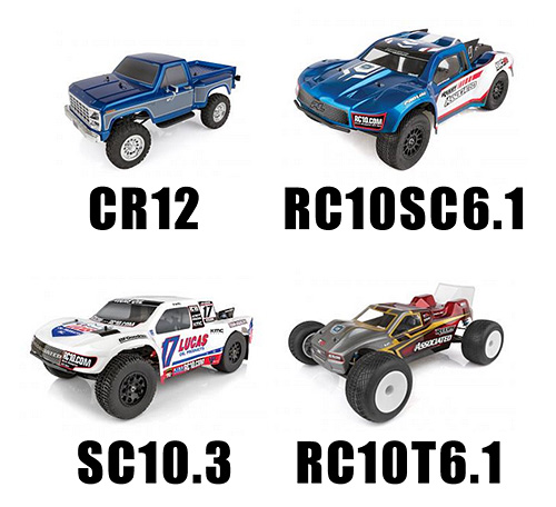 Team Associated vehicles and their names