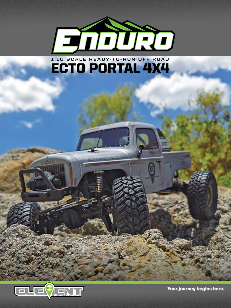 ((Pictured: #40130 Enduro Trail Truck, Ecto Portal Gray RTR, and #40130C LiPo Combo.)